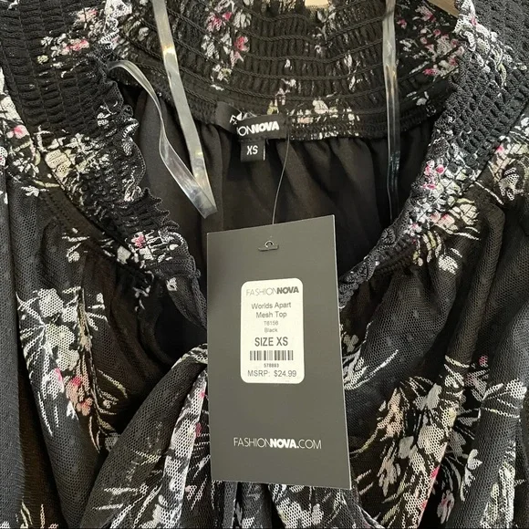 NWT Fashion Nova Worlds Apart Mesh Top Black - Picture 4 of 5